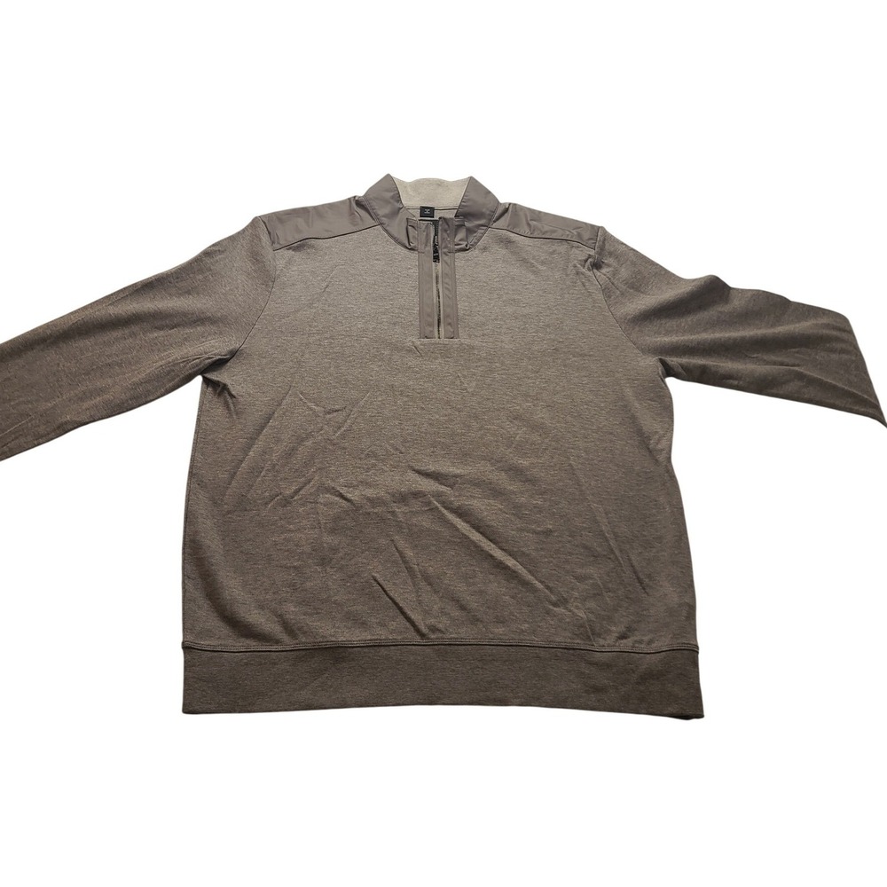BOSS Hugo Boss Men's‎ Heather Gray Quarter Zip Pullover Mock Neck Sweatshirt